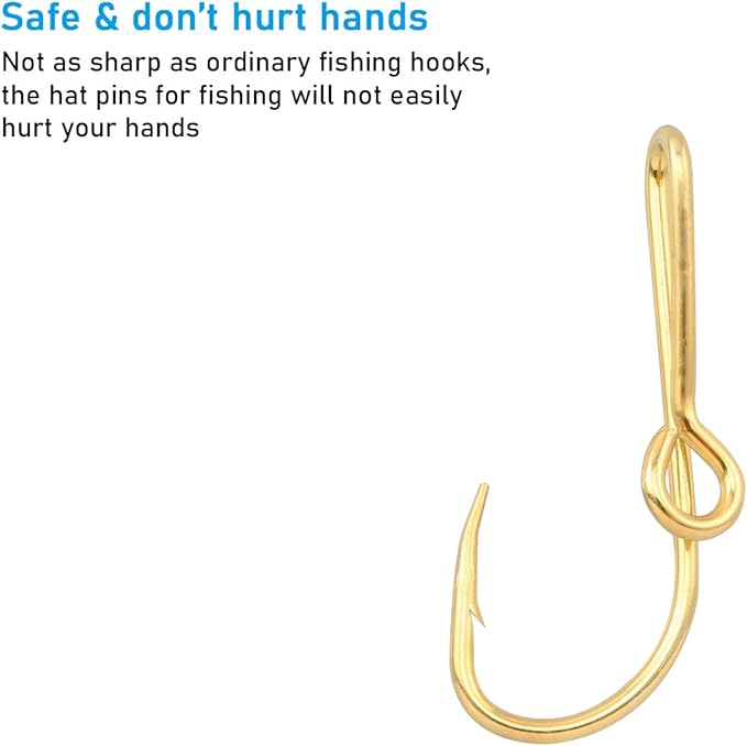 4pcs Gold Fish Hook Hat Clip for Outdoor, Hat Pins