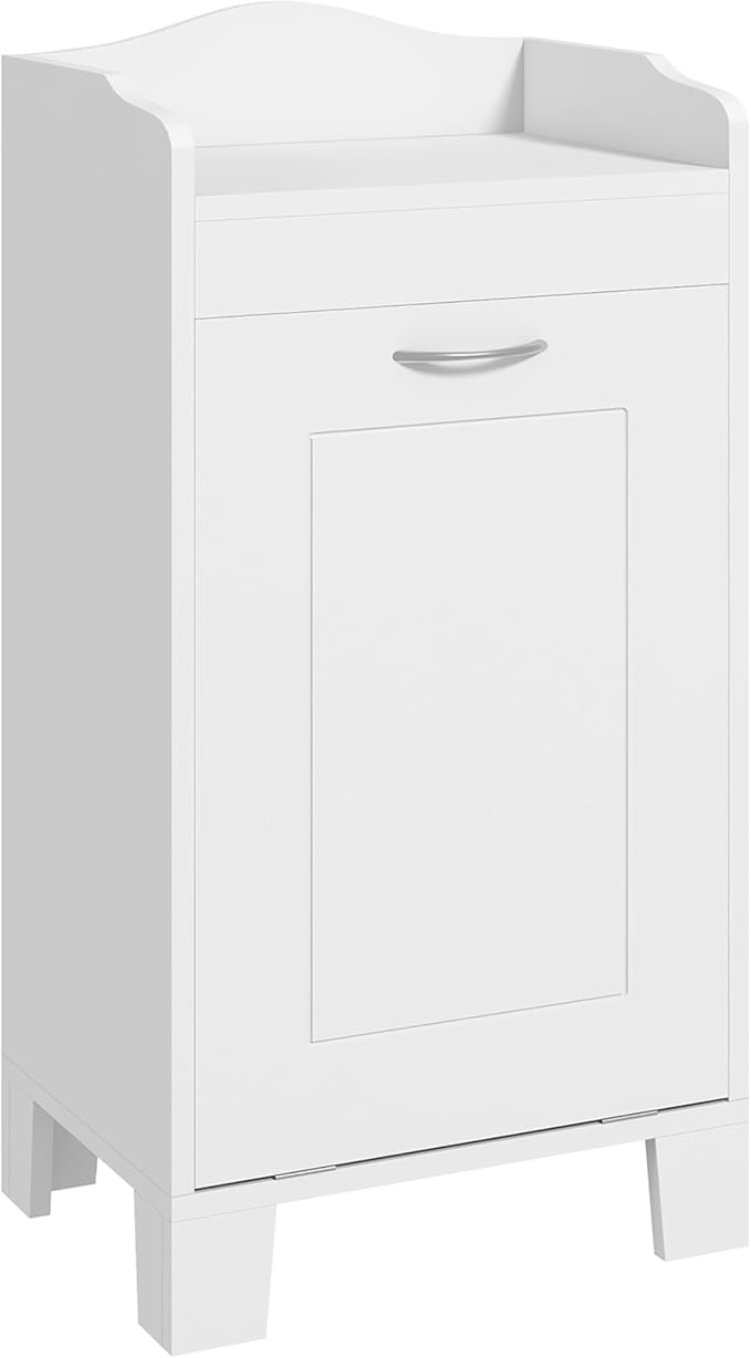HOMCOM 31" Tilt Out Laundry Hamper, Free Standing Home Organizer Hamper, Bathroom Storage Cabinet, White