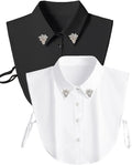 Handcrafted Faux Diamond and Pearl Fake Collar Shirts Versatile Dickey Collar Half Shirt Collar for Women