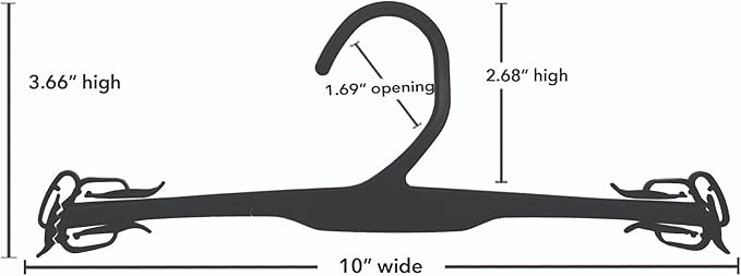 NAHANCO Intimate Apparel Molded Hanger with Delicate Shoulder Clips - 10" Polystyrene, Black (Pack of 1000)