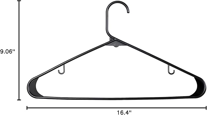 ZenStyle 100 Pack Standard Size White Plastic Hangers for Clothes Lightweight Space Saving Tubular Clothing Hangers (Black)