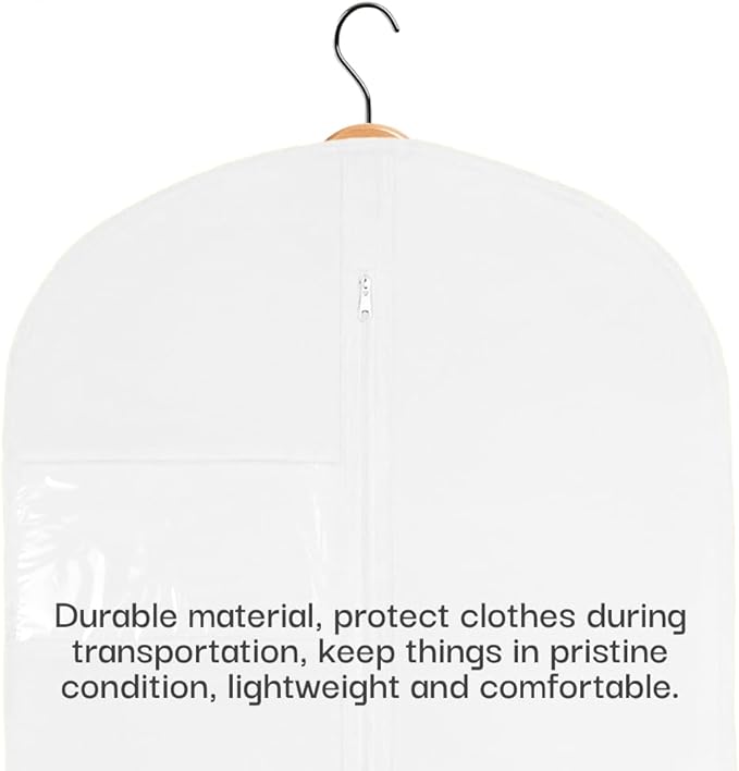 Trend CaseUK Garment Bags for Hanging Clothes, Suit Hanging Garment Bags, Zippered Garment Bags with Clear Window, Breathable Garment Covers for Suits, Dresses, Closet Storage and Travel, 60in(1 Pack)