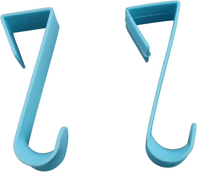 Over The Door Hooks Hangers - 4 Pack Blue Plastic Valet Set for Coats, Towels, Clothes, Bathrobes, Hats, Pocketbooks, and Shirts - Durable Rust-Proof Laundry Hanger and Closet Organizer
