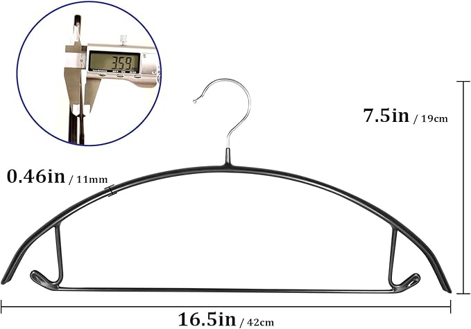 30 Pack Non Slip PVC Coating Metal Clothes Hangers No Shoulder Bump,Built-in Shoulder Hook and Bottom Rod,Suitable for Sweaters,Suits,Shirts,Skirt,Jackets (Black, 30 Pack)