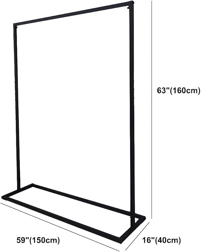 LITFAD Contemporary Metal Hall Tree Hang Garment Lever Hall Stand Free Standing Clothes Hanger Clothing Store Coat Rack in Black - 59" L x 16" W x 63" H Single Clothing Rod