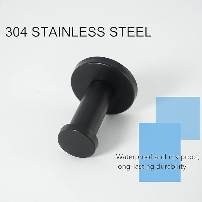 Bathroom Towel Hooks, 4 Pack Round Coat Hooks, Sturdy Wall Mounted Robe Hook, SUS 304 Stainless Steel Heavy Duty Clothes Hanger, Wall Towel Hooks for Bathroom Bedroom Kitchen (2 in, Black)