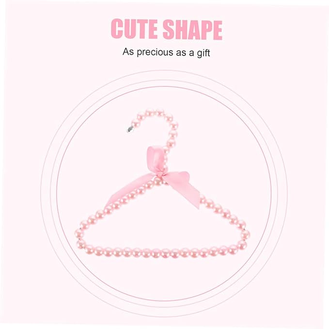5Pcs Pearl Hangers for Clothes Boy Girl Clothing Hangers Pink for Nursery Closet Organizer Pet Clothes Decoration