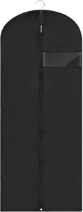 Dress Bags for Gowns Long, 60'' Garment Bags for Hanging Clothes, Suit Bag Cover for Storage and Travel (Black)