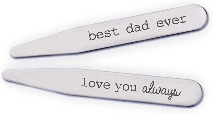 Best Dad Ever Collar Stays. Father's Day Gift for Dad from Kids. Engraved Collar Stays.