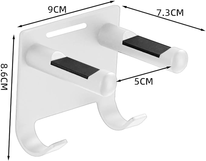 Hair Dryer Holder Stainless Steel Chromed (White with Hooks)
