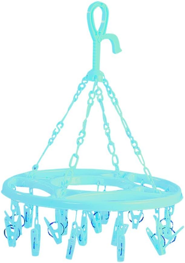 Round Plastic 18 Clips Underwear Scarf Laundry Clothes Drying Hanger Green