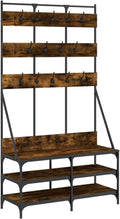 vidaXL Smoked Oak Clothes Rack with Shoe Storage - Compact, Modern Style, Engineered Wood and Metal, Organizational Furniture for Home