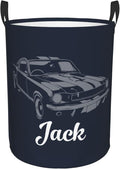 Personalized Laundry Basket for Nursery, Custom Nursery Laundry Hamper with Name, Customize Baby Clothes Circular Hamper for Boys Girls Room Decor, Car
