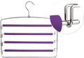 4 Floors Sponge Non-Slip Multi-Layer Pants Rack, Multi-Function Stainless Steel Pants Rack, Hangers, Cloth Rack, Space Saving, Wardrobe, Pants Vertical Hanger, Multi-Layer Hanger (Purple)