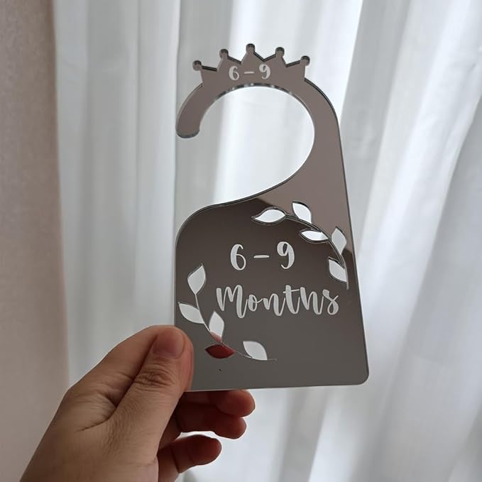 Baby Closet Dividers,Set of 7 Acrylic Mirror Baby Clothes Organizers for Wardrobe Closet Home Nursery from Newborn to 24 Months (Silver Mirror, Model 1)