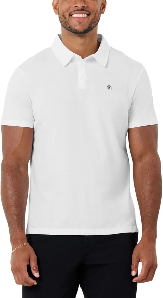 INTO THE AM Polo Shirts for Men - Slim Fit Short Sleeve Collared Shirt S - 4XL Fitted Collar Polos for Work