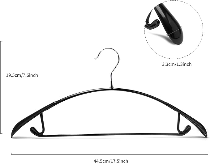 Nature Smile Non Slip PVC Coating Sweater Hangers,Dress Suit Coat Hangers,Wide Shoulder Bump Free Golf T Shirts Clothes Hangers (Black Color 20 Pack)
