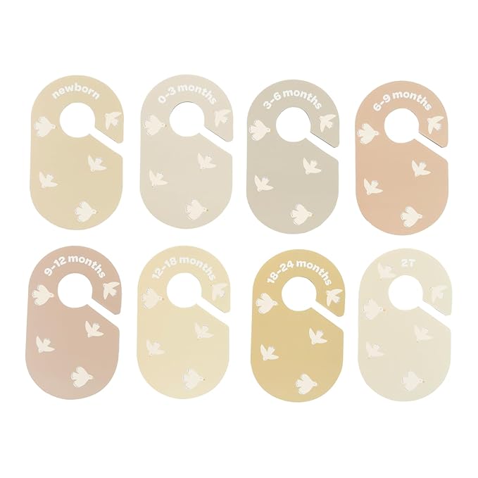 3 Sprouts Baby Closet Dividers Set of 8 - Toddler Clothes Organizer Hanger, Double-Sided Size Labels - Nursery Organization for Newborn Clothing, Infant, Boy & Girl - Bird
