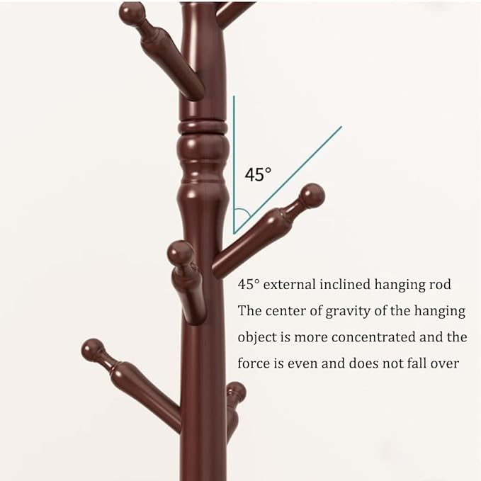 Wooden Tree Coat Rack Stand, 10 Hooks, 3 Adjustable Sizes Free Standing Coat Rack, Hallway/Entryway Coat Hanger Stand for Clothes, Suits, Accessories, Easy Assembly (Color : /Blue, Size : B)