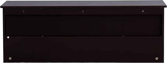 Elegant Espresso Wooden Wall-Mounted Coat Rack with Shelf - Entryway Organizer with 4 Dual Hooks - Modern Storage Display for Home Decor, Plants, Photos - MDF Construction - 39"x8"x14"