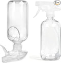 2 Pack 360° Spray Bottles, 16 oz Plastic Small Containers with Adjustable Spray Nozzles, Spray Bottles for Hair, Cleaning Solutions, BBQ and Plants Clear
