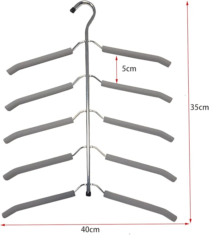 3 Pack 5 in 1 Hangers Blouse Tree Hangers Non Slip Space Saving Clothes Hanger Multi-Layer Clothes Hanger Stainless Steel Sweater Shirt Hanger Closet Storage Organizer(Grey)