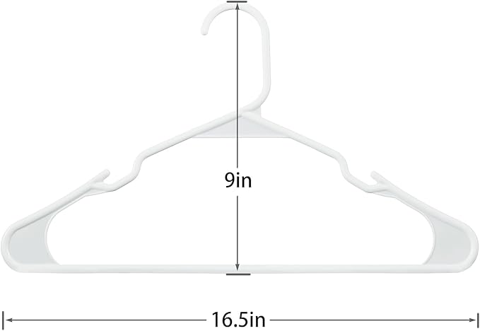 VECELO 100 Pack Plastic Hangers-Clothes Hangers Set with Shoulder Grooves for Closet Space Saving-Heavy Duty Coat Hanger,White