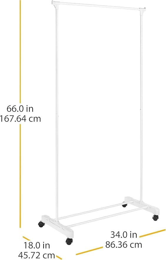 Whitmor Rolling Garment Rack White, STORAGE