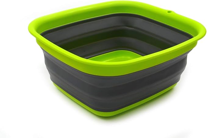SAMMART 7.7L (2 Gallon) Collapsible Tub - Foldable Dishpan, Kitchen Sink for Camping - Portable Washing Basin - Space Saving Indoor Outdoor Plastic Washtub (Dark Grey, S)