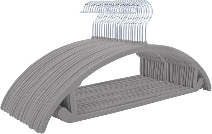 Velvet Hangers Non-Slip Hangers Premium Suit Hangers Ultra Thin Space Saving 360 Degree Swivel Hook Clothes Hangers for Suits,Coats,Jackets,Pants,Dress,Shirts (Pack of 8, Grey)