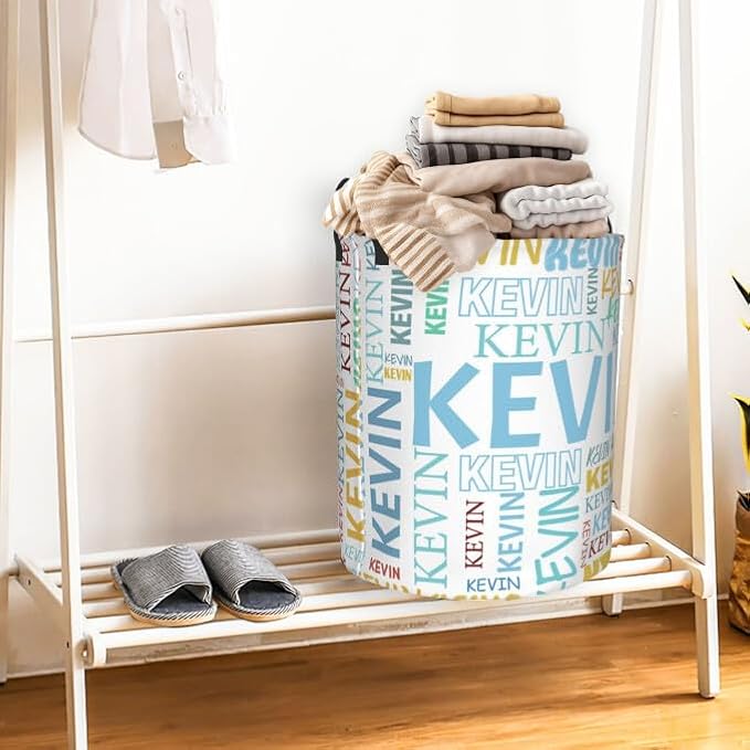 Custom Name Laundry Hamper, Personalized Dirty Clothes Hamper with Name for Bathroom Bedrooms Clothes Storage Organizer, Personalized Gifts for Boys Girls Men Women