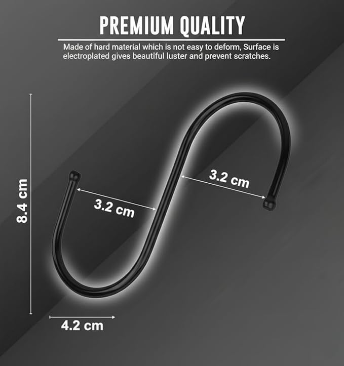 30 Pack Black S Hooks for Hanging Plants, Metal Hooks for Hanging, S Hooks for Hanging Heavy Duty, Durable S Shaped Kitchen Hooks for Kitchenware, Pots, Utensils, Clothes & Bags