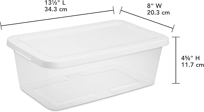 10-Pack of 6 Quart Clear Storage Boxes, Modern style, durable and sturdy, White Plastic with Snap-On Lids, Suitable for bedroom storage