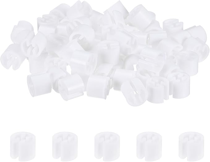 100-Pack Clothes Hanger Markers Blank, Plastic Garment Color Coded Size Clips Fit 3.5mm Rod for Clothing/Wire Hangers, Colored Coding Marker [White]
