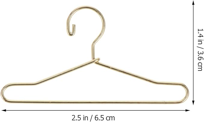 Coat Hanger 20 Pcs Doll Clothes Hangers Miniature Wire Hangers, Metal Hangers for Doll Dress Necklaces (6.5CM Golden) Clothes Hanger