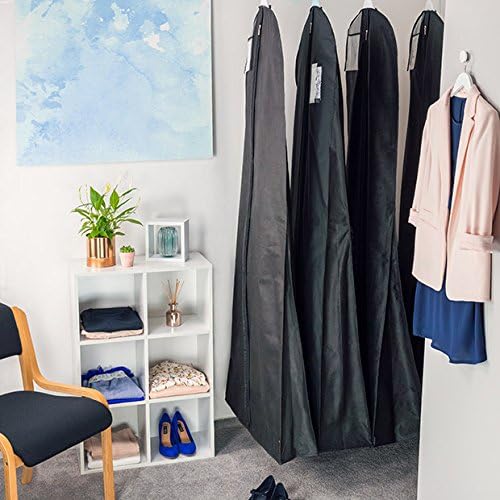 HANGERWORLD 72inch Breathable Wedding Gown Long Dress Hanging Garment Bag for Closet Storage (Black)