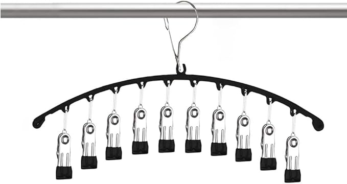 Legging Organizer for Closet,Upgrade Skirt Pants Hangers with Clips, Metal Yoga Pants Hangers 5 Pack w/10 Clips,Hangers Space Saving Closet Organizers w/Rubber Coated Closet Organizers(Black)