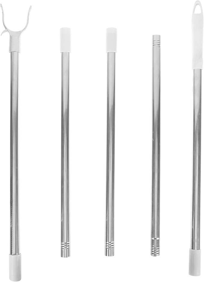 DOITOOL Adjustable 78inch Long Plastic Clothes Hanger Pole with Hook, White, 1 Piece