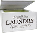 SUPERDANT Dryer Sheets Holder with Lid Rustic Dryer Sheet Dispenser Laundry Lettering Dryer Sheets Container Laundry Fabric Softener Dispenser Box for Laundry Room Organization Storage White