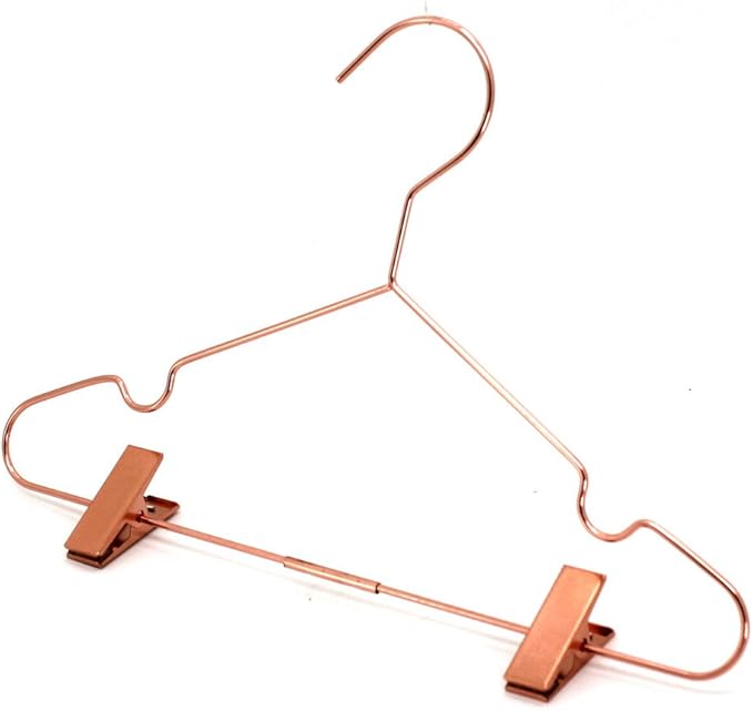 50Pack Koobay 13" Rose Copper Gold Shiny Metal Wire Top Clothes Hangers with Clips for Shirts Coat Storage & Display