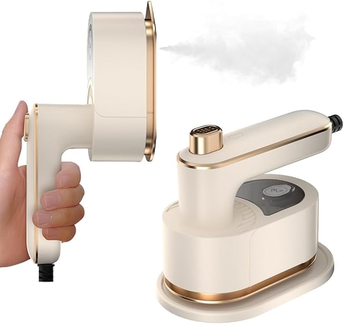 Travel Steamer Iron for Clothes Mini-Portable Ironing Machine Travel and Iron Fast 10s Heat-Up and 180° Rotating Handle,Horizontal and Vertical,Garment Steamer and Iron for Travel Office Home(White)