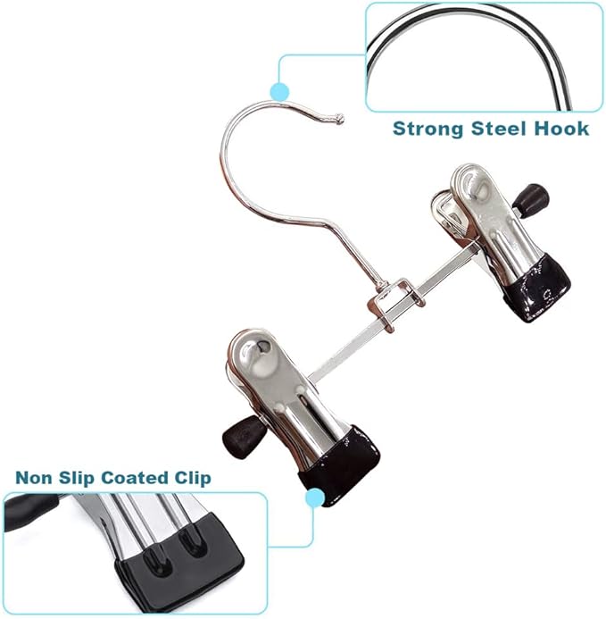 20 Pack Boot Hangers Closet Hanging Clips Laundry Hooks for Hats, Pants, Towel, Socks, Handbags, Bags, Underwear (20 Pack - Double)