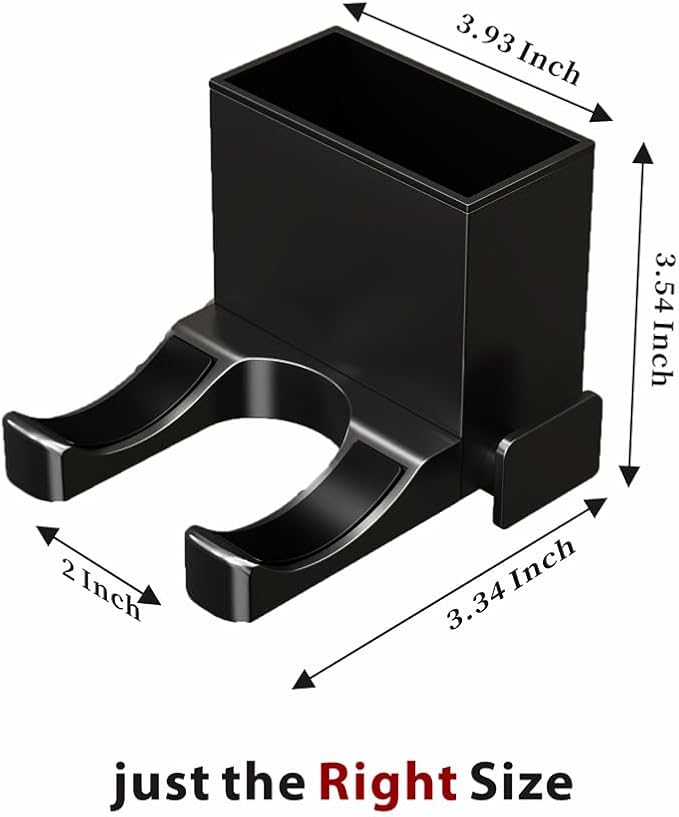 Hair Dryer Holder Wall Mounted with Self Adhesive, Mg-Al Alloy Blow Dryer Holder Compatible with Dyson Supersonic, Shark, Hair Dryer Organizer for Bathroom, Vanity, Bedroom (Black)