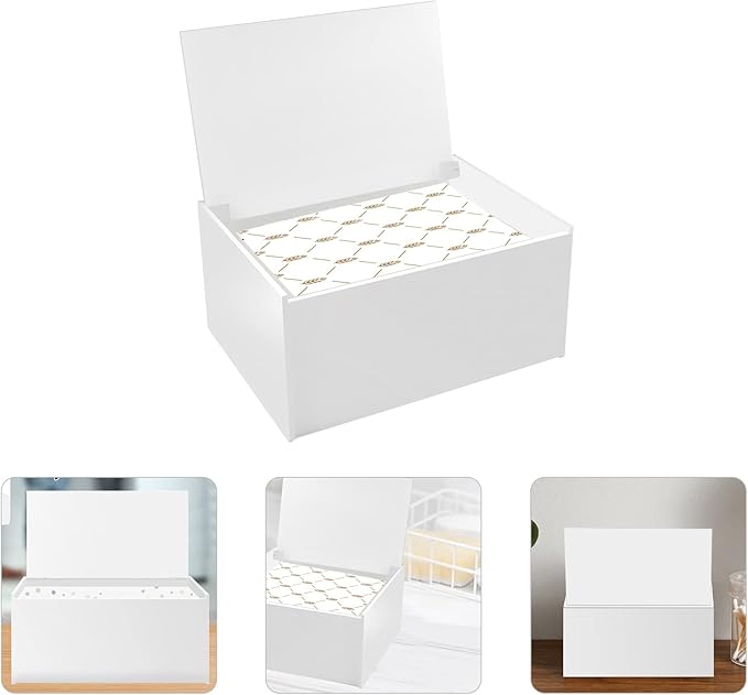 Acrylic Laundry Dryer Sheet Holder, Clear Dryer Sheets Container with Lid for Laundry Room, White