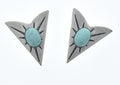 HHH Designs Antique Silver Collar Tips - Western Collar Stays - Silver Finish Turquoise Stone Collar Tips for Men and Women - Made in USA