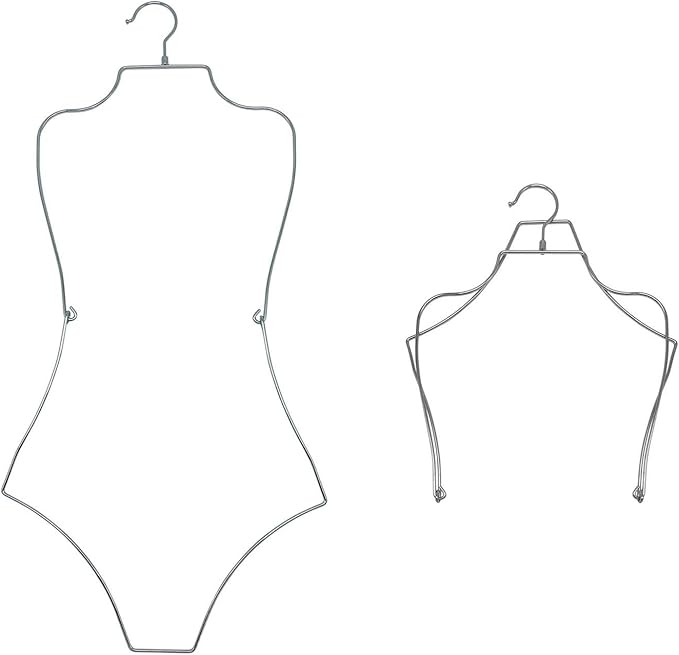 Swimsuit Hanger Lingerie Hanger Bathing Suit Hanger Display Hanger,Bikini Hanger Body Shape Display Rack Adults Accessories, Silver