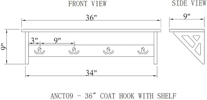 Alaterre Furniture Coventry 36" W Coat Hook with Shelf, Gray
