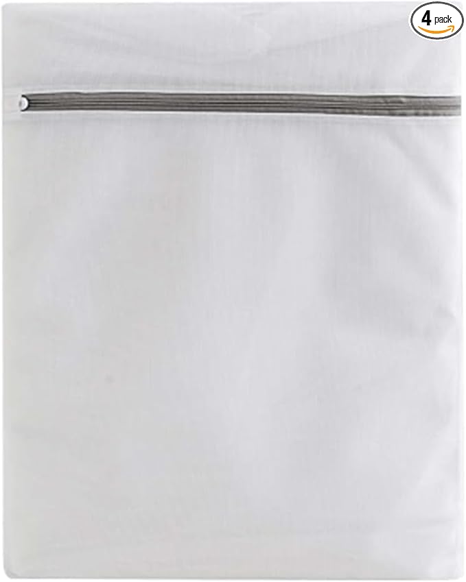 4 Pack Mesh Laundry Bags 16"x20" - Durable Zipper Wash Bags for Delicates, Lingerie, Bra, Socks, Underwear - Ideal for Home, Travel, Dorm, Storage