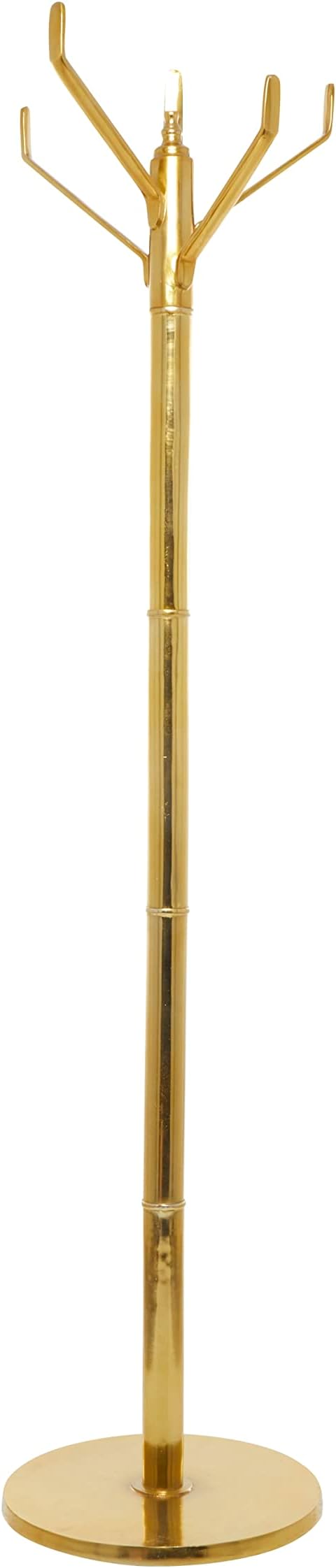 Deco 79 Aluminum Metal 4 Hook Coat Rack, 15" x 15" x 69", Gold