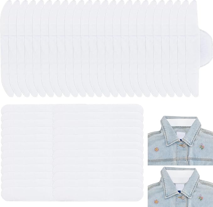 100PCS 2 Styles Disposable Collar Protector Shirt Neck Liner Hat Sweat Liners Protection Collar Protectors Sweat Absorbent Liner Pads for Hat Shirt Neck Liners Armpit Tape Collars Protector